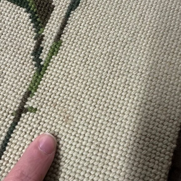 Vintage Needlepoint Rose Wall Art Panel Green Red Pink Flower Handmade Decor - Picture 5 of 8